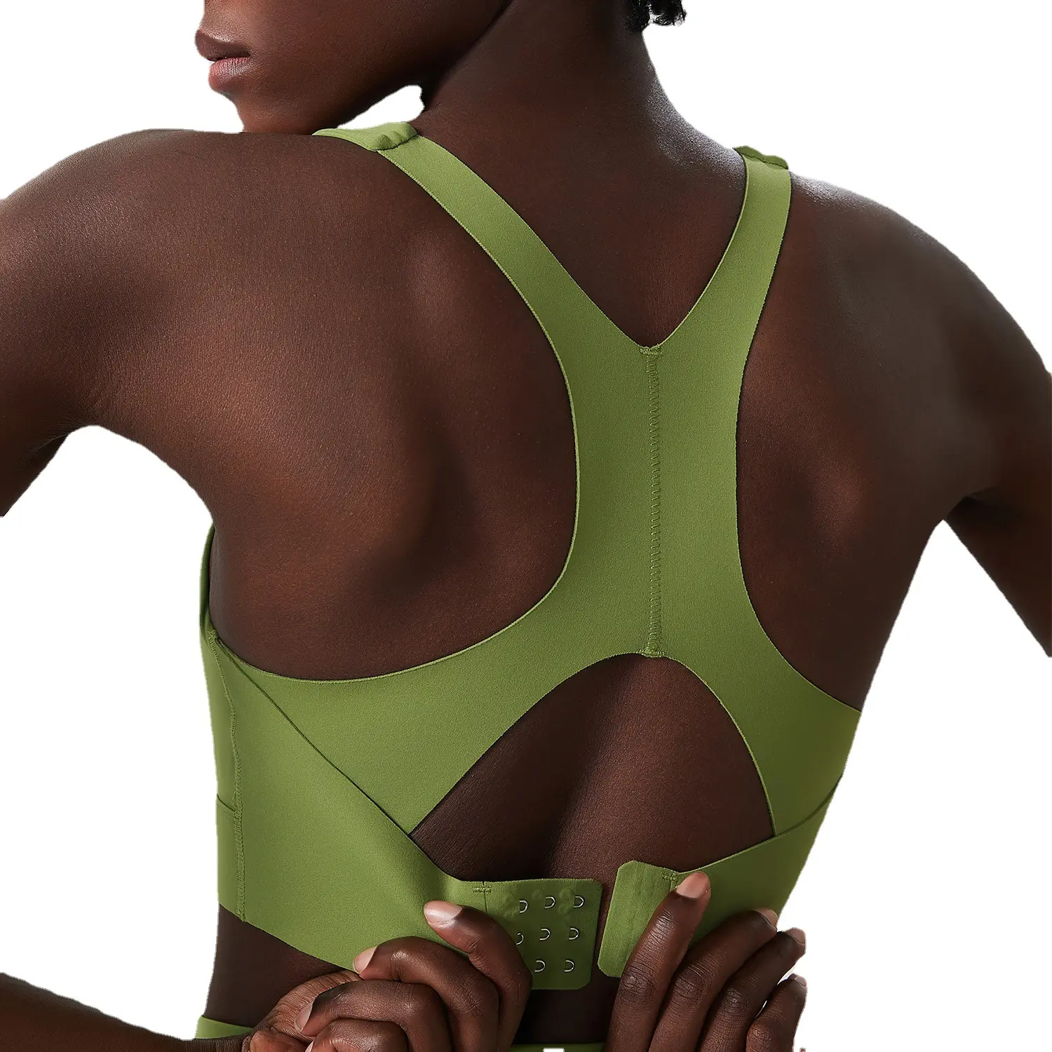2024 kadın çıplak duygu likra kumaş zayıflama spor sütyen yuvarlak boyun kanca ve göz ayarlanabilir egzersiz koşu Yoga sutyen