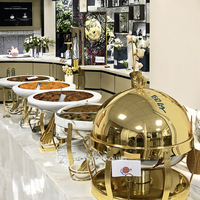 Gold Round Catering Edelstahl Chafing Dish Buffet Set mit Roll-Top-Gasherd 5L/8L/9L Kapazität für Hotels & Restaurants