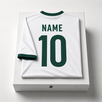 Maillot de football personnalisé blanc et vert foncé, à séchage rapide, respirant, en polyester, pour équipe