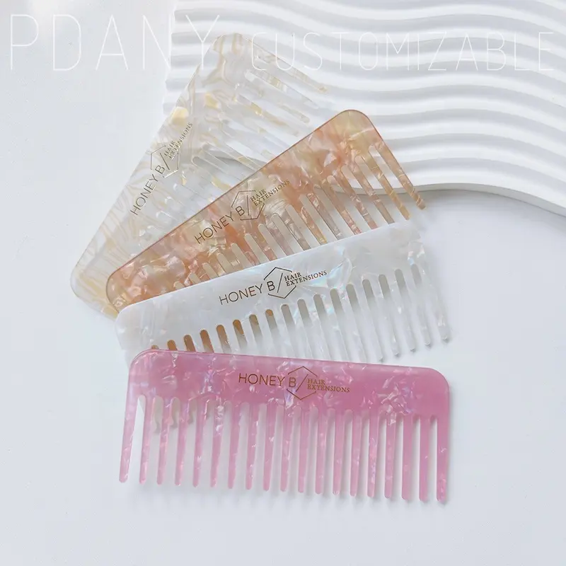 PDANY新しいスタイルの帯電防止ワイド歯の櫛カスタムアセテートの櫛ファッション女性のための多色ヘアコーム