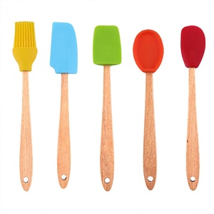 Wholesale Mini Baking Tools 5 Pieces Silicone Scraper Spatula Spoon Brush Colorful <b>Kitchen</b> Tools for Children Baking - Product Image 1