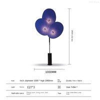 Lampu Lantai Modern Triple Flower Putih Hitam Kuning dengan Penutup Kain, Bodi Logam, E27 LED, Tinggi Dapat Disesuaikan, Tahan Air