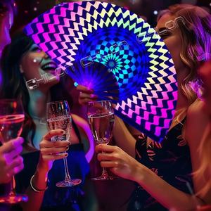 Ventilateur Kungfu personnalisé de 13 pouces Ventilateur pliant Big Clack UV Glow - Product Image 2