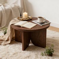 Mesa de Centro Redonda de Estilo Moderno de Mediados de Siglo, Mesa Baja Minimalista de Diseño 2026, Mesa Baja de Estilo Chino para el Hogar