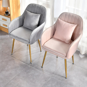Juego de Sillas de Comedor Nórdicas, Diseño Moderno, Estructura de Hierro, Tela de Terciopelo, Sillas Ergonómicas de Descanso con Respaldo, Ecológicas y Duraderas para Salón - Product Image 5
