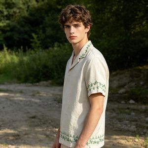 Collar Linen Shirt Cheap Knitted Hawaiin Shirts Men And <b>Boys</b> Button <b>Up</b> Happy Vacation Shirt Linen Blend T-Shirts - Product Image 2