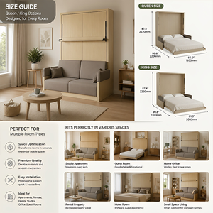 Cama Murphy Modular <span class=keywords><strong>de</strong></span> Estilo Nórdico, Personalizable, Moderna, Ahorradora <span class=keywords><strong>de</strong></span> Espacio, Plegable Verticalmente, Fácil <span class=keywords><strong>de</strong></span> Montar, Cama Extraíble <span class=keywords><strong>de</strong></span> Pared con Sofá - Product Image 4