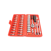 Vente directe d'usine, outils à main robustes de qualité supérieure, kit de réparation automobile de 46 pièces, jeu de clés à douilles, boîte en plastique, Tooljoy