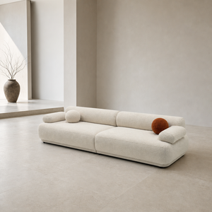 Sofá Curvo Boucle con Brazos Redondeados, Asiento Profundo a Nivel del Suelo, Sofá de Felpa de Perfil Bajo para Sala de Estar, Villa o Apartamento - Product Image 2