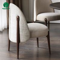 Moontree Chaise de salle à manger italienne minimaliste et créative en bois massif Nordic Light Luxury Hotel Soft Backrest Leisure Chair