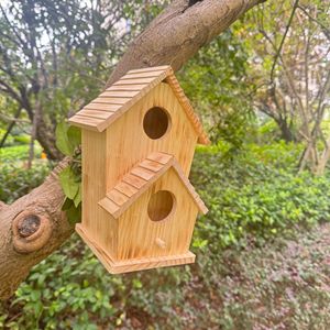 בית ציפורים וקן מעץ אקולוגי חדש, חוצה גבולות, לשימוש חיצוני, מתאים לציפורים קטנות ותוכים, לכל עונות השנה - Product Image 2