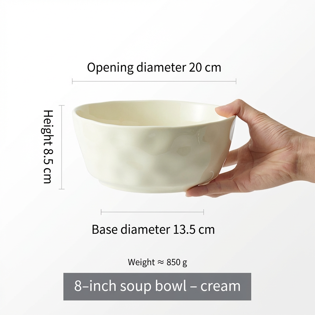 Bol à soupe de 8 pouces-jaune crème