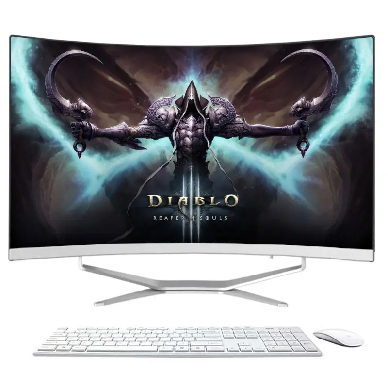 Bán Buôn 23.8-27Inch Aio Barebone Core I7 Tất Cả Trong Một PC Tất Cả Trong Một Cong LED Máy Tính Cho Chơi Game