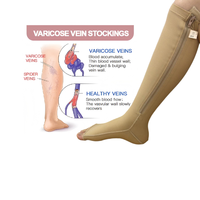 Chaussettes de compression tricotées jusqu'au genou 11-19 mmHg, chaussettes sans orteils, unisexe pour hommes et femmes, améliore la circulation sanguine