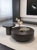Table basse en métal de style italien, luxe léger, haut de gamme, plateau en dalle de pierre, rangement intégré, design moderne et minimaliste pour salons de petite taille