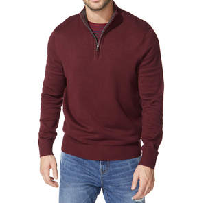 Özel boyutta Logo erkek saf pamuk örme uzun kollu kazak Jumper toptan sonbahar çeyrek fermuar up standı yaka kazak - Product Image 6