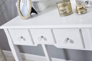 Mesa <span class=keywords><strong>de</strong></span> Maquillaje <span class=keywords><strong>de</strong></span> Madera 2 en 1 con Taburete, Cajón con Luz, <span class=keywords><strong>Espejo</strong></span> Iluminado y Característica Desmontable, Mueble Blanco para Dormitorio - Product Image 6