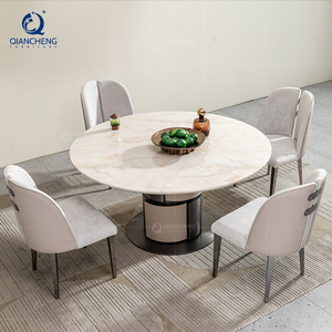 Juego de mesa de comedor de mármol Natural de lujo italiano de gama alta, 6 sillas, mesa de restaurante de Hotel de moda de diseñador de fábrica de <span class=keywords><strong>China</strong></span> Foshan - Product Image 4