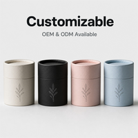 Boîte cylindrique en papier ivoire avec logo personnalisé, impression botanique texturée, emballage rigide rond pour thé, bougie, cosmétique, cadeau