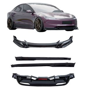Kit aérodynamique pour voiture Accessoires de carrosserie Lèvre avant Diffuseur arrière Jupes latérales pour <span class=keywords><strong>Tesla</strong></span> New Mode 3 Highland Bodykit Carbon Fiber Accessory - Product Image 1