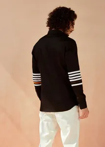 Camisas Casuales de Algodón 100% para Hombre, Color Negro, Estilo Camaro, con Cuello Abotonado, Manga Larga, Transpirables y de Secado Rápido para Verano, Servicio OEM - Product Image 3