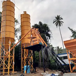 Twin Shaft Wet Skid Hopper Ready Mix Concrete Batching Plant For Sale Hzs50 Stationary Mobile Concrete Batching Plant In Myanmar