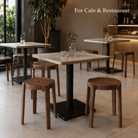 Tabouret de salle à manger empilable en bois, rond, sans dossier, gain de place, pour cuisine, café, restaurant