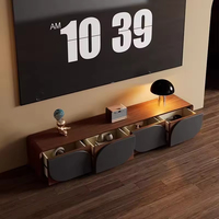 Meuble TV moderne en bois noir pour salon, meuble de maison simple, portable, multifonctionnel, nouveau support TV de luxe
