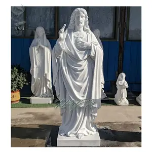 Natuurlijke Hand Gesneden Stenen Katholieke Religieuze Marmeren Beelden Jesus Levensgrote Witte Katholieke Jezus Sculptrue