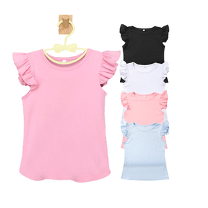 T-shirts pour filles 100% coton, manches courtes, manches bouffantes, blanc rose, t-shirt pour bébé fille, été, t-shirts pour filles - Product Image 1