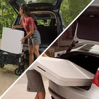 Table de camping pliable en plastique blanc 6FT, table d'extérieur durable avec design empilable, légère et facile à transporter, coussin imperméable