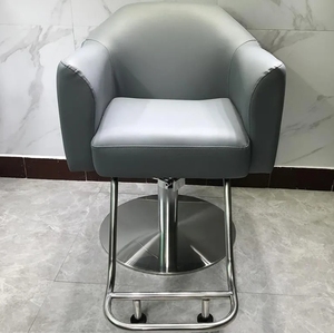 High-end Hair Salon Furniture Armchair Can Rotate and Lift Stainless Steel Metal Barber <b>Chair</b> - Product Image 2