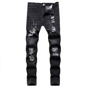 Vaqueros de mezclilla de corte recto para hombre y mujer, estilo streetwear, azules lavados, retro americano, con estampado floral, estilo cimitarra, holgados, tipo foice. - Product Image 4