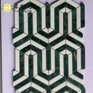 Mosaico de Mármol Verde <span class=keywords><strong>Alpi</strong></span> Verde y Blanco, Forma Irregular Única para Pared y Suelo de Baño y Cocina - Product Image 2