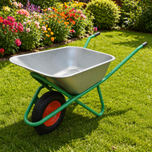<span class=keywords><strong>Carretilla</strong></span> de Construcción de 90L con Doble <span class=keywords><strong>Rueda</strong></span> y Bandeja Metálica - Herramientas con Certificación ISO9001 y CE - Product Image 2