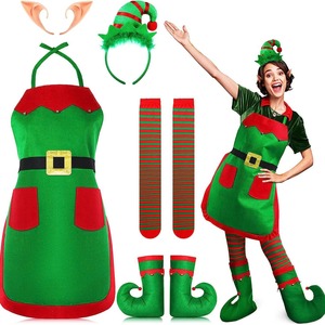 Set <span class=keywords><strong>di</strong></span> 5 Pezzi <span class=keywords><strong>Costume</strong></span> da Elfo Natalizio per Donne con Grembiule, Cappello Lungo, Calze e Orecchie da Elfo per <span class=keywords><strong>Costume</strong></span> da Aiutante <span class=keywords><strong>di</strong></span> <span class=keywords><strong>Babbo</strong></span> <span class=keywords><strong>Natale</strong></span> - Product Image 3