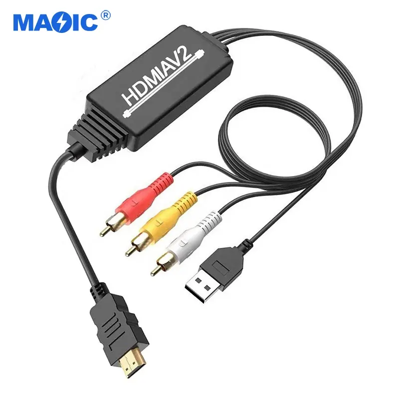 1080P HDMI to AV 3RCA CVBs adapter cable hdmi to av converter hdmi to av cable for PC Laptop HDTV DVD VHC VCR