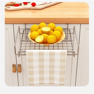Non-Folding Stainless Steel Kitchen Countertop Storage <b>Cabinet</b> with Double Tier Box Waterproof Hanging Table Board Partition - Product Image 5