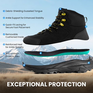 Bottes tactiques légères <span class=keywords><strong>et</strong></span> confortables pour hommes, en cuir microfibre, imperméables, pour tous les terrains, <span class=keywords><strong>chaussures</strong></span> de randonnée mi-hautes, travail en plein air, automne - Product Image 6