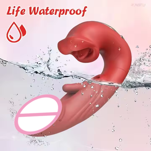 Vibrador <span class=keywords><strong>de</strong></span> clítoris 3 en 1 con estimulación del punto G, juguete sexual para mujeres, 7 modos <span class=keywords><strong>de</strong></span> vibración, <span class=keywords><strong>succionador</strong></span> <span class=keywords><strong>de</strong></span> pezones con lengua vibradora y dildo para mujeres. - Product Image 4