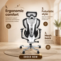 Nouvelle Chaise de Bureau Ergonomique Design Inédit, Chaise de Gaming Inclinable, Chaise de Travail en Maille Pivotante pour Ordinateur, Chaise de Direction Exécutive