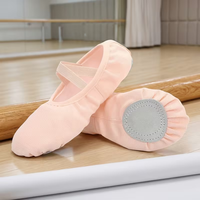 Zapatillas de Ballet de Lona Suave para Niñas, Zapatillas de Danza Elásticas de Color Sólido para Competencia y Práctica