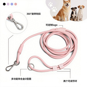 Laisse pour chien réglable en corde ronde en PVC imperméable, anti-traction, anti-explosion, couleur unie - Product Image 4