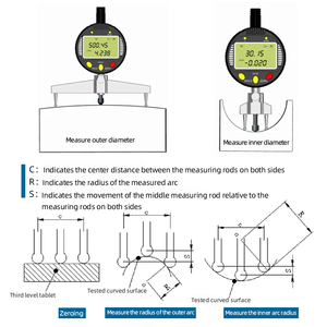 AICEYI ACE-OB12 Medidor de Radio Digital de Alta Precisión, Indicador de Medición de Diámetro de Arco y Bola 0.5in/12.7mm, 1 Año de Garantía OEM - Product Image 2