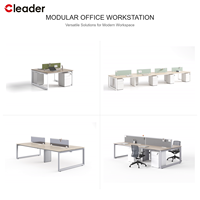 Bureau modulaire 4 places avec pieds en acier, banc de travail, écran acoustique d'intimité, OEM ODM
