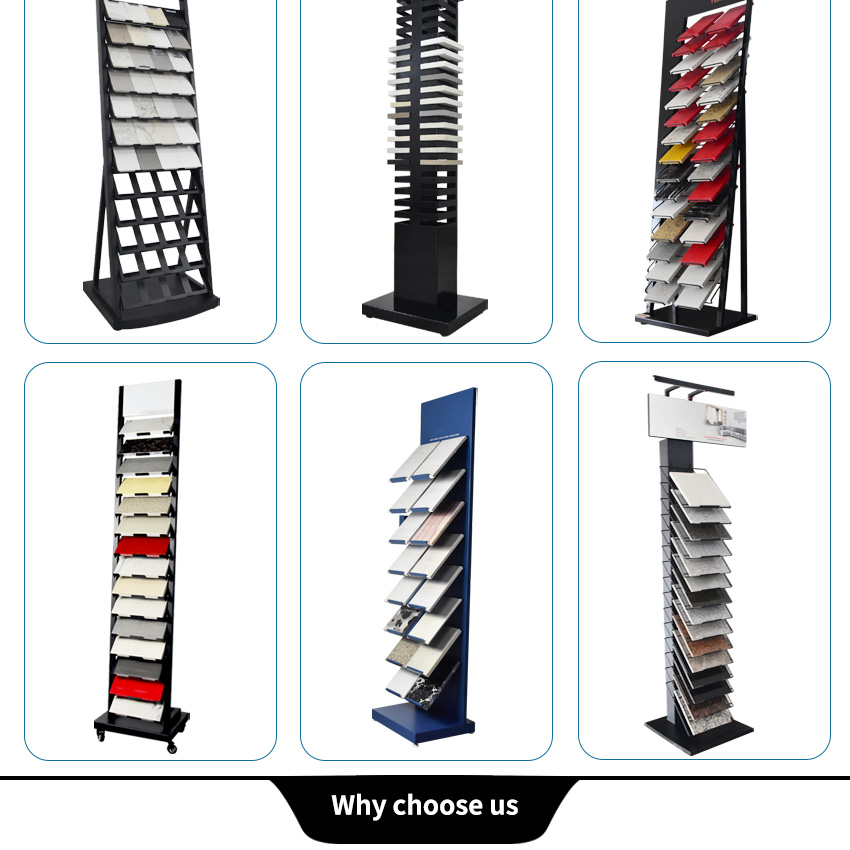 Tsianfan Custom Showroom Floor Quartz Stand Stone Sample Frame Artificial Tower Tile Display Rack Standing Marble Display Stand