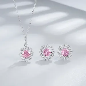 2024 bijoux luxury carbon diamond fine jewelry set 925 sterling silver flower earring pendant necklace jewellery sets ladies