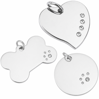 Strass-Haustier-ID-Anhänger aus Edelstahl, Herz, Knochen, rund, lasergraviert, Kristall-Bling-Halsband für Hund und Katze, individuell anpassbar, DIY-Namensschild, kostenlose Probe