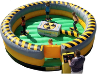 Parcours d'obstacles commercial, activité Wipeout, jeu mécanique gonflable éliminant les toxines, jeu de saut sur poteau, 4 à 8 joueurs