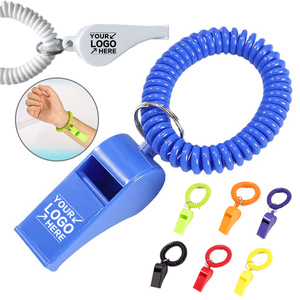 Silbato de plástico de color con línea telefónica, bobina de resorte, llavero de plástico, pulsera, silbato de bobina de resorte para niños - Product Image 1